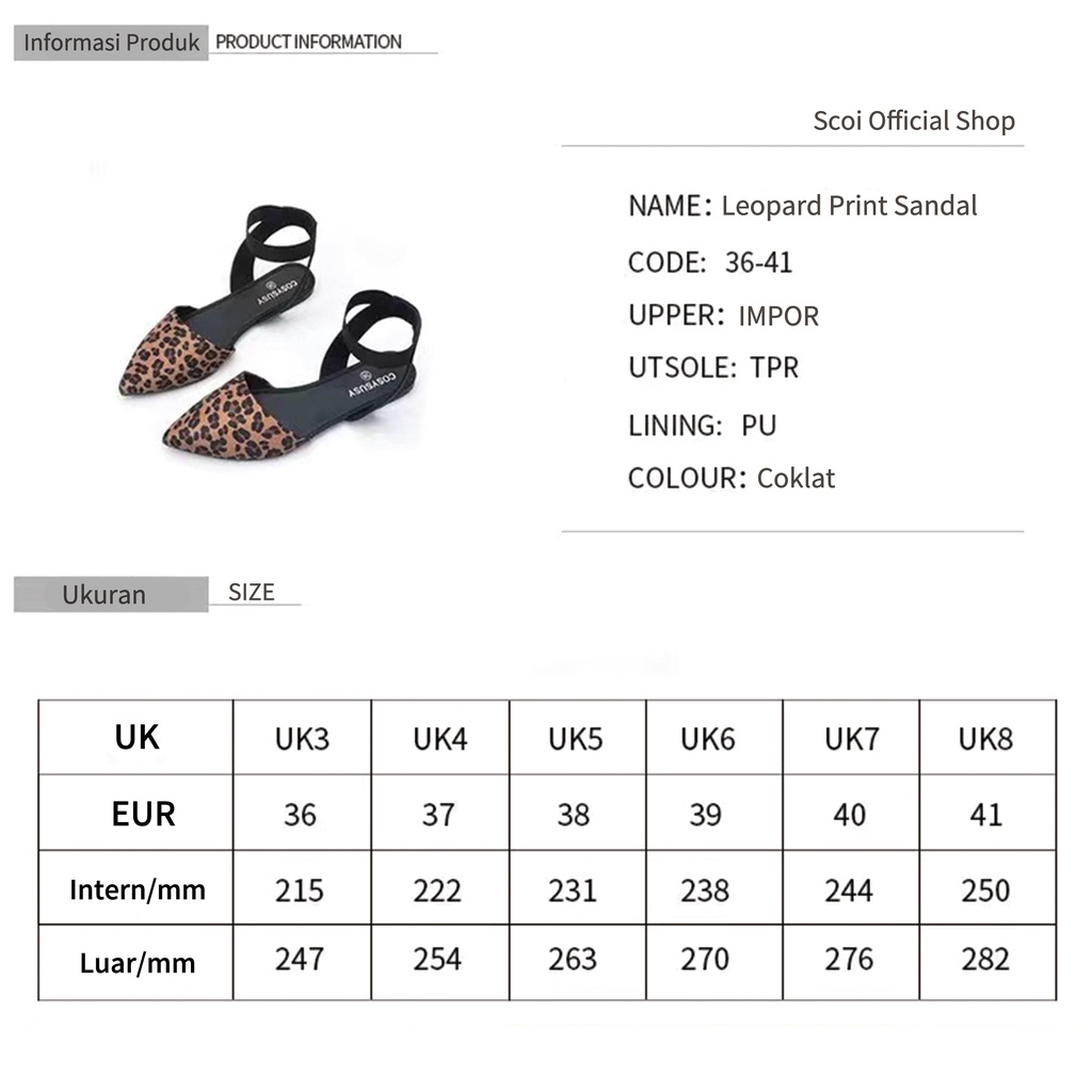 Sepatu Flatshoes Wanita Model Leopard Print Wanita Import Terbaru - Scoi