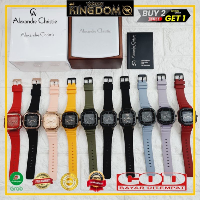 Terlaris Jamtangan wanita Alexandre christie ac2811 / ac 2811 / 2811 rubber original