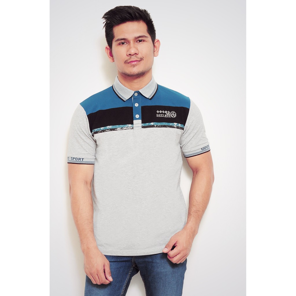 Govibos Casual Sport Polo Shirt - Abu-Abu