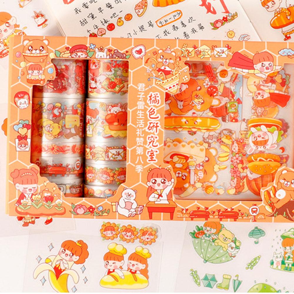 Agustin Set Stiker Scrapbooking Karakter Kartun Lucu Kawaii Bear Bunny Kelinci Kucing Hewan Peliharaan Anak Perempuan Pola DIY Diary Album Foto Makanan Penutup Pola Stiker Hias