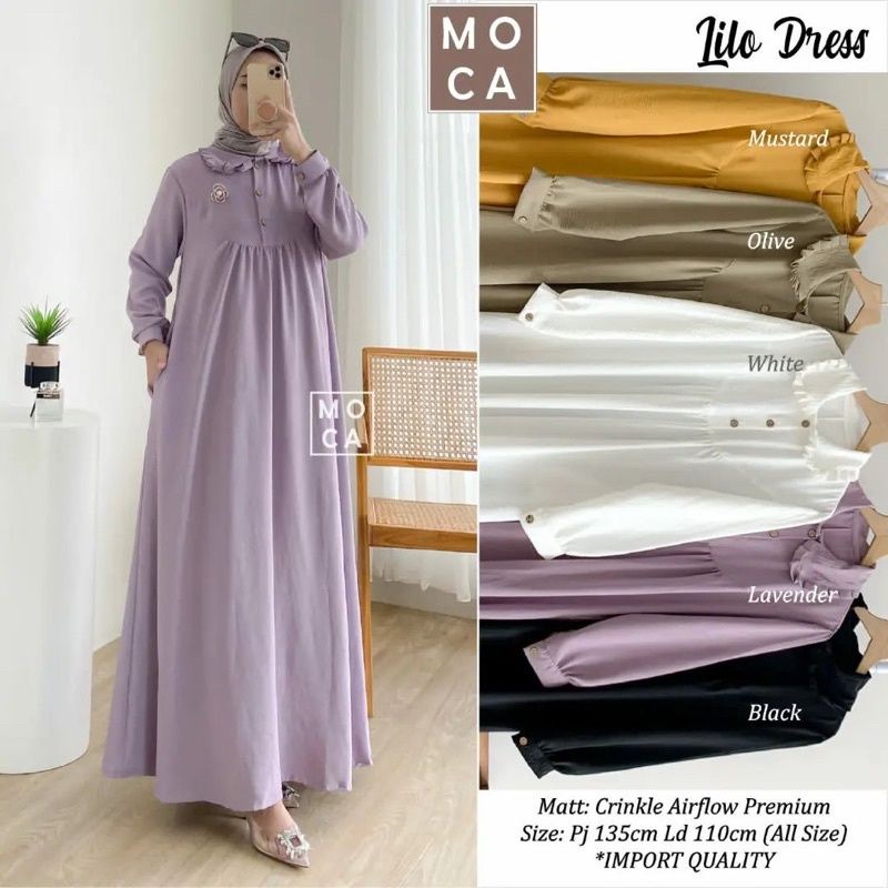 Lilo Maxy Dress Gamis Cringkle Premium Busui Friendly