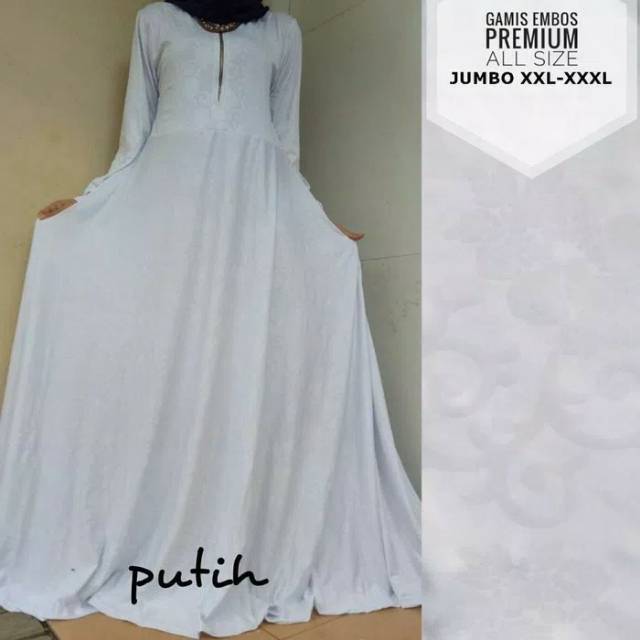GAMIS JERSEY EMBOS JUMBO XXL-PUTIH