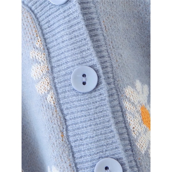Daisy Flower V Neck Evelyn Cardigan Premium