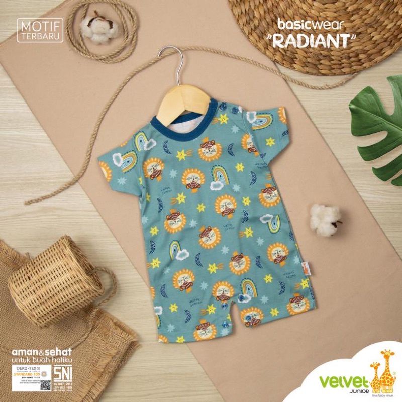 3pcs_ ROMPER VELVET JUNIOR great adventure, Courage Parade of joy , SAVANNA SOUL  / JUMPER BAYI SEGI 4 / BAJU KODOK SEGI EMPAT VELVET TERBARU