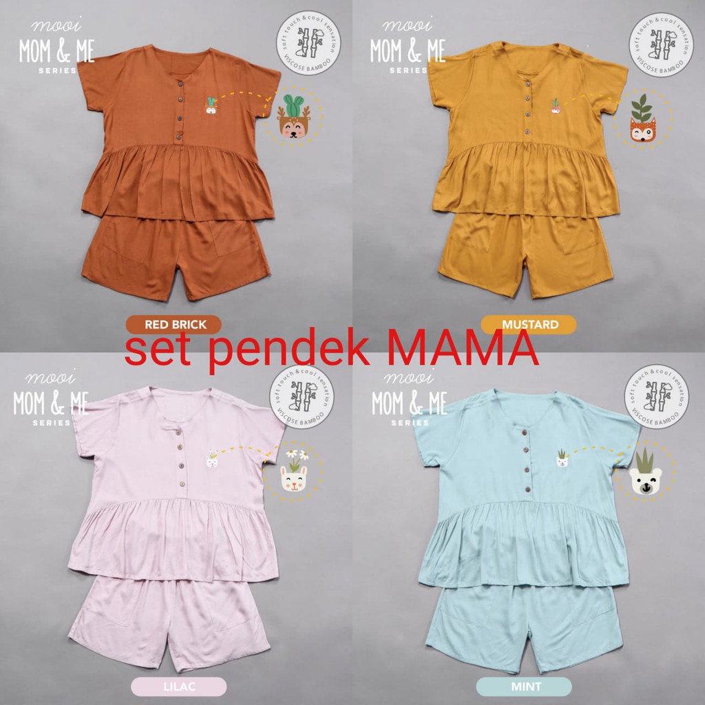 PROMO 7.7 PROMO BAJU LEBARAN MURAH Mooi Piyama mom and me Set Bamboo Viscose Setelan Baju Tidur Mama dan Anak MOMS KIDS DRESS MAM