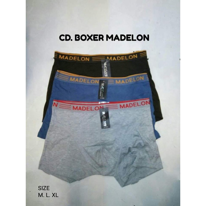 3pcs MADELON Celana Dalam Boxer Pria  Dewasa | CD Laki Laki Dewasa Celana Pendek | Open Sorex Grosir 3pcs