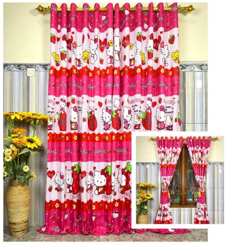 [ PINTU DAN JENDELA ] GORDEN SMOKRING + PONI KARAKTER HELLO KITTY STRAWBERRY PINK