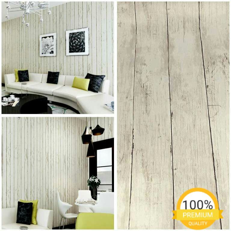 Wallpaper Sticker Dinding Grosir Murah Motif Papan Kayu Warna Putih