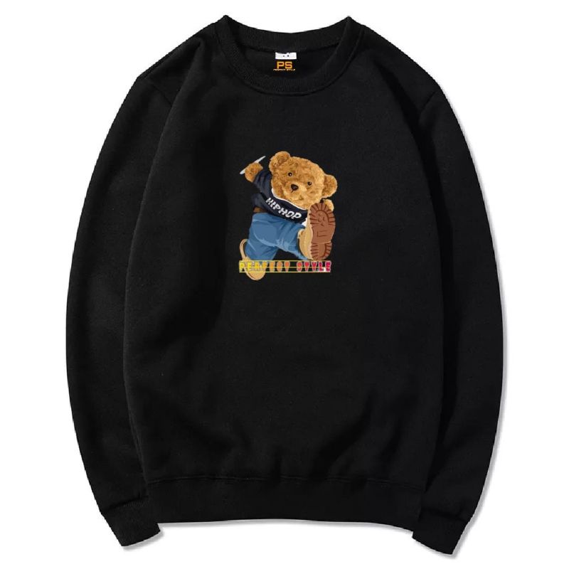 APPAREL Sweater crewneck pria motif BEAR HIPHOP bisa bayar di tempat