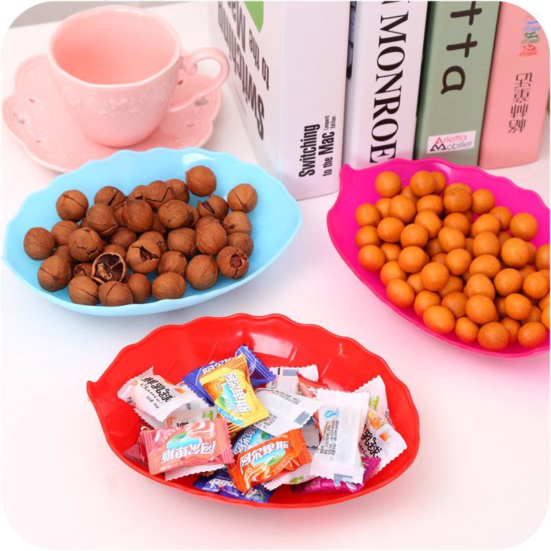 SOS - PIRING SNACK MOTIF DAUN PLASTIK BUMBU SAMBAL PERALATAN DAPUR MAKAN