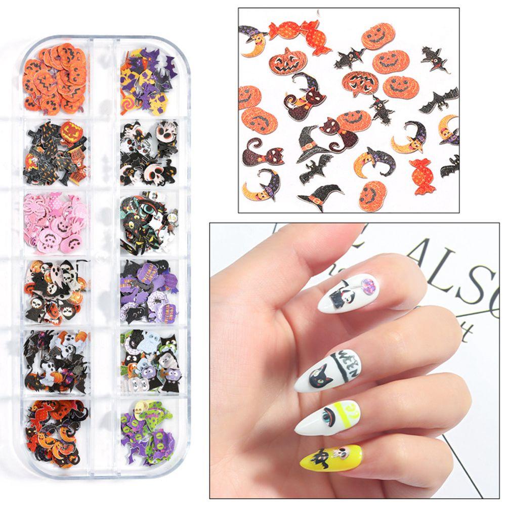 Preva Nail Art Glitter Sequin Natal Stocking Ghost Skeleton Witch Glitter Untuk Kuku