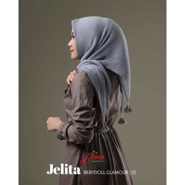 JELITA LIANA HIJAB SEGI EMPAT PLISKET BABYDOLL GLAMOR SEGI EMPAT PLISKET PREMIUM ORIGINAL READY HIJA