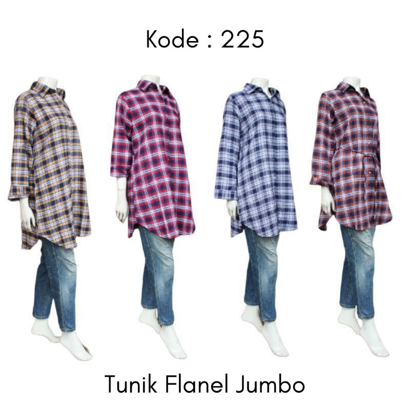 Tunik Flanel Kotak Wanita Free Belt Size Standar dan Jumbo Halus Premium Banyak Motif