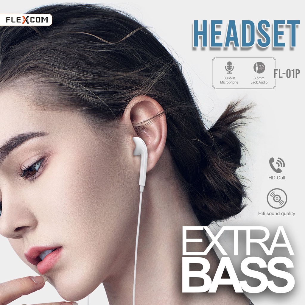 Handsfree Headset FLECO FL-01P Earphone Super bass Jernih