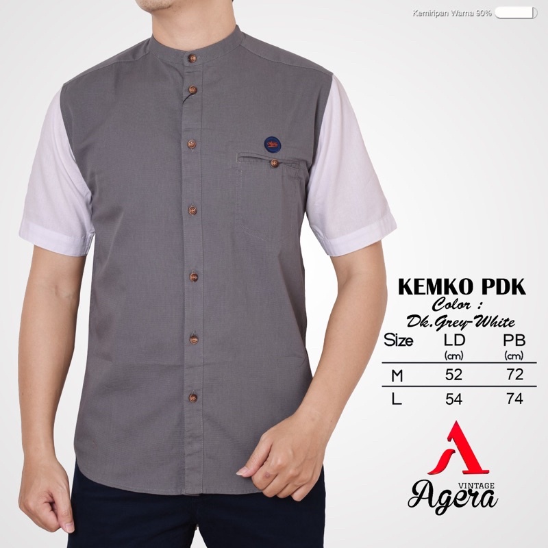 Kemeja Koko KEMKO Lengan Pendek Fashion Kombinasi Warna PREMIUM Original Brand Agera