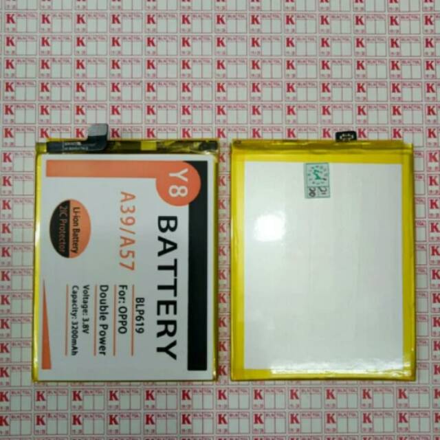 BATERAI BATRE BATTERY OPPO A39 A57 BLP619 DOUBLE POWER Y8