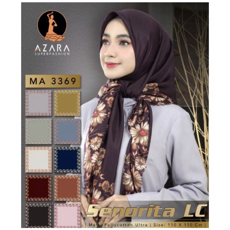 MURAH Jilbab Hijab Motif Segiempat Hijab Voal Lasercut Azahra oleh-oleh haji umroh