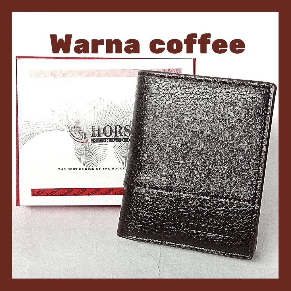 Dompet Kulit Pria Import Horse Imperial Model Lipat Pendek Leather Kulit Premium Hitam Polos