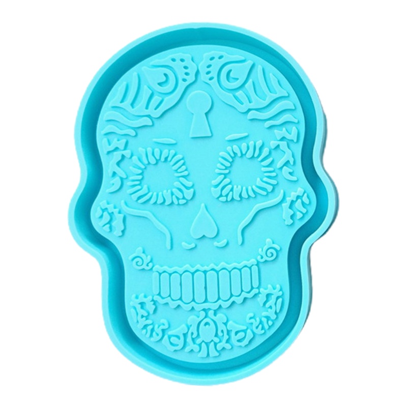 SIY  Resin Tray Mold Resin Skull Head Shape Tray Mold Serving Board Silicone Mold