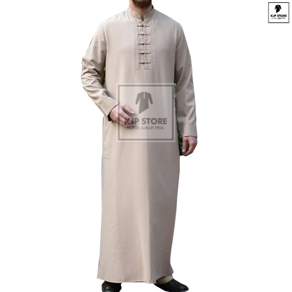 Jubah Pria Gamis Pria Baju Muslim Pria Baju Solat Cream Nochian JP-55