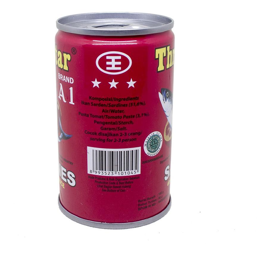 

9.9✔️Paket 6 Pcs Three Star Sarden mini saus tomat Makanan Kaleng 155 g|SQ1