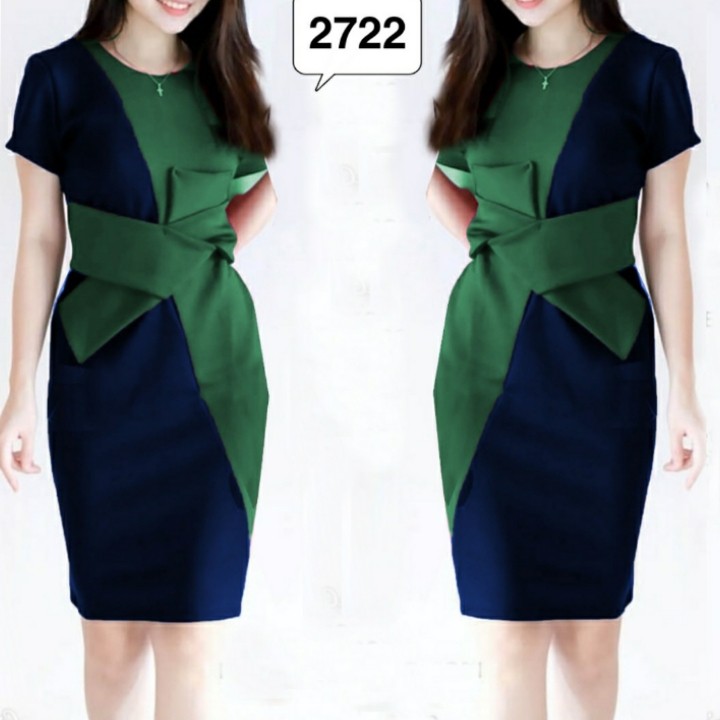 FWG - DRESS TWOTONE SCUBA / DRESS / BAJU DRESS WANITA / GAUN PESTA / DRESS KOREA / BAJU