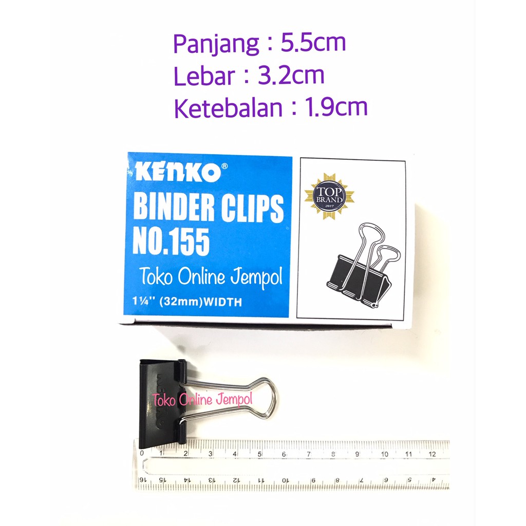 

KENKO Binder Clip 155 isi 12 buah no.155 Klip Penjepit Kertas Paper Clip ATK812KN