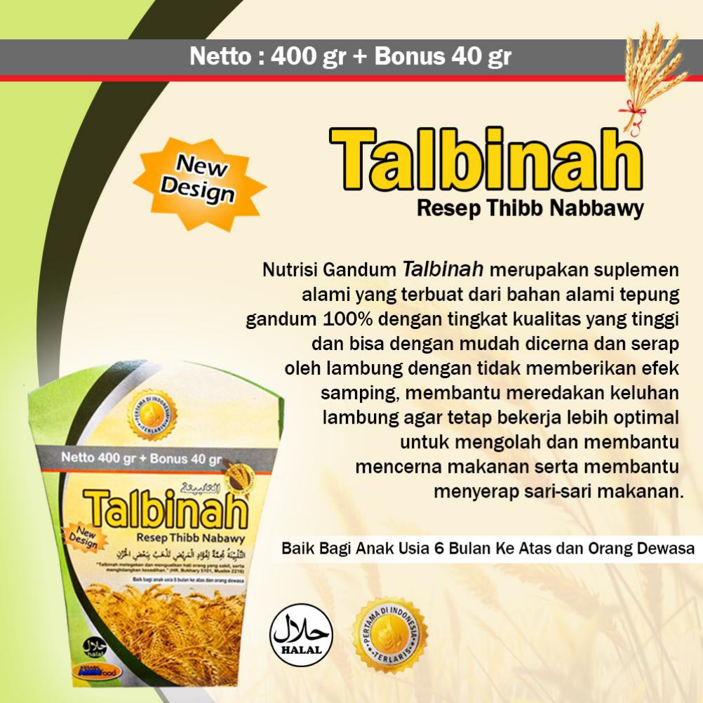 

Talbinah | Resep Thibb Nabawy 400 gr + 40 gr | Tepung Gandum