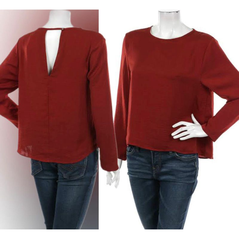 Hnm long sleeve blouse Maroon