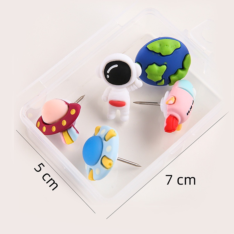 5 Pcs Cartoon Space Series Pushpins Creative Cute Small Thumbtacks