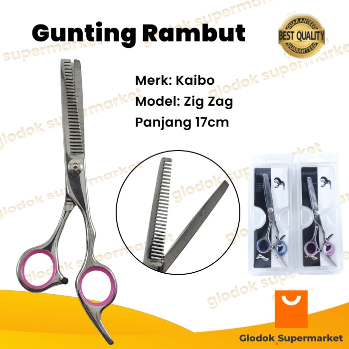 Gunting Rambut Sasak Zig Zag Stainless Steel Kaibo Grooming Trimming Penipis Zik Zak Gerigi