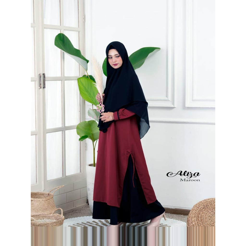 {erleenstore_} Gamis aliza valdya maroon