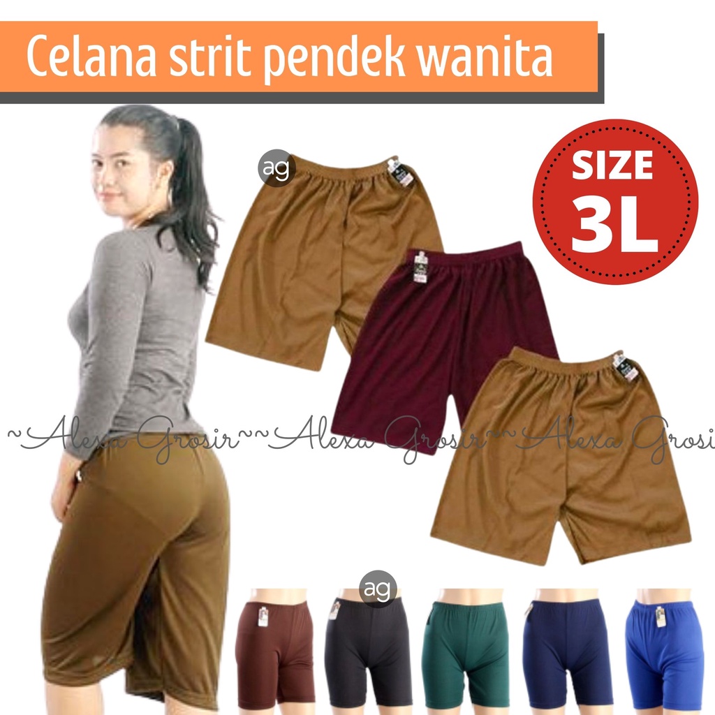 Celana short Celana strit 3L pendek wanita jumbo legging pendek dalaman celana pendek stretch