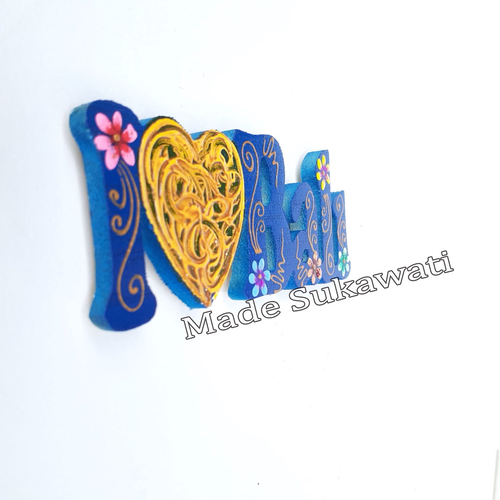 Hiasan Magnet tempelan kulkas I Love Bali kerajinan tangan handmade