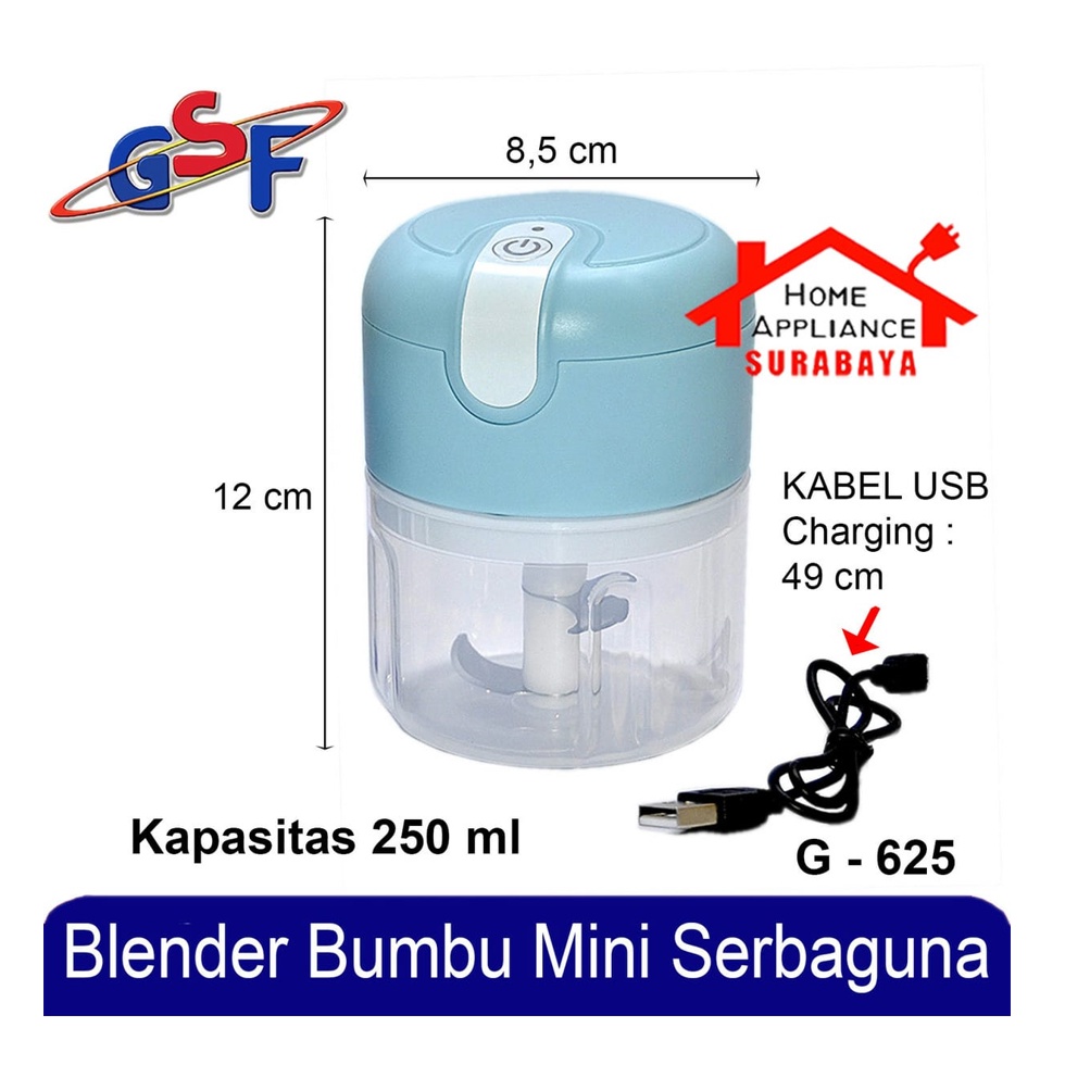 Mini Chopper Processor Portable Electric Rechargeable USB - Blender Bumbu Dapur Sayur Buah Mini Elektrik 250 ML GSF G 625 / GSF 30051