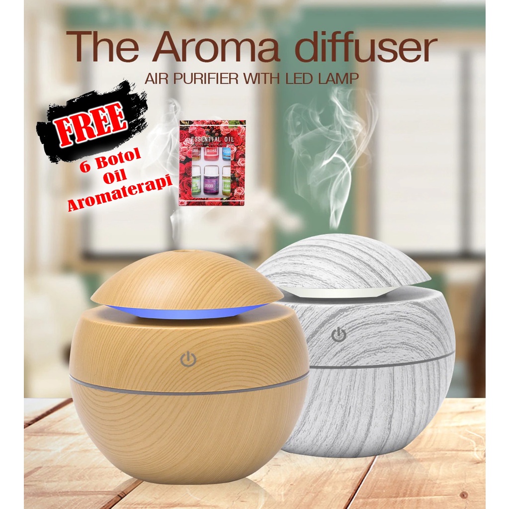 Humidifier Diffuser Aromaterapi Essential Oil Aromatherapy Disfuser Ultrasonic Pelembab Udara Pengharum Ruangan 130ml