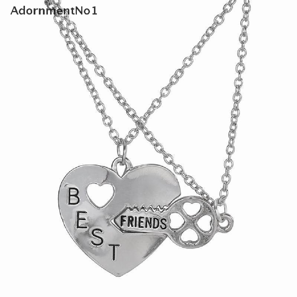 (AdornmentNo1) Kalung Rantai Dengan Liontin Hati + Kunci + Tulisan Best Friends Untuk Wanita