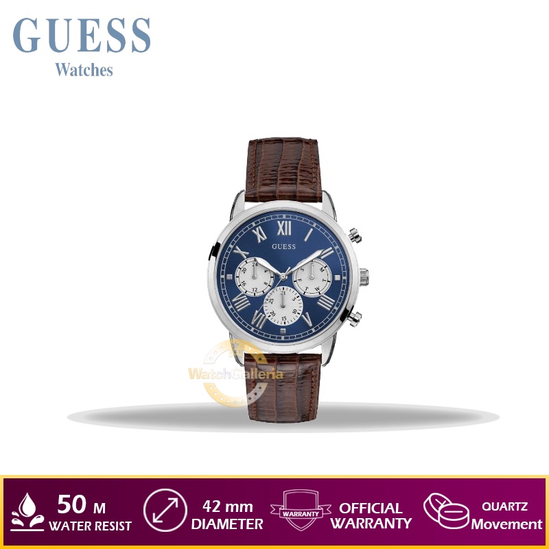 Jam Tangan Pria GUESS W1261G1 - Leather Strap Original