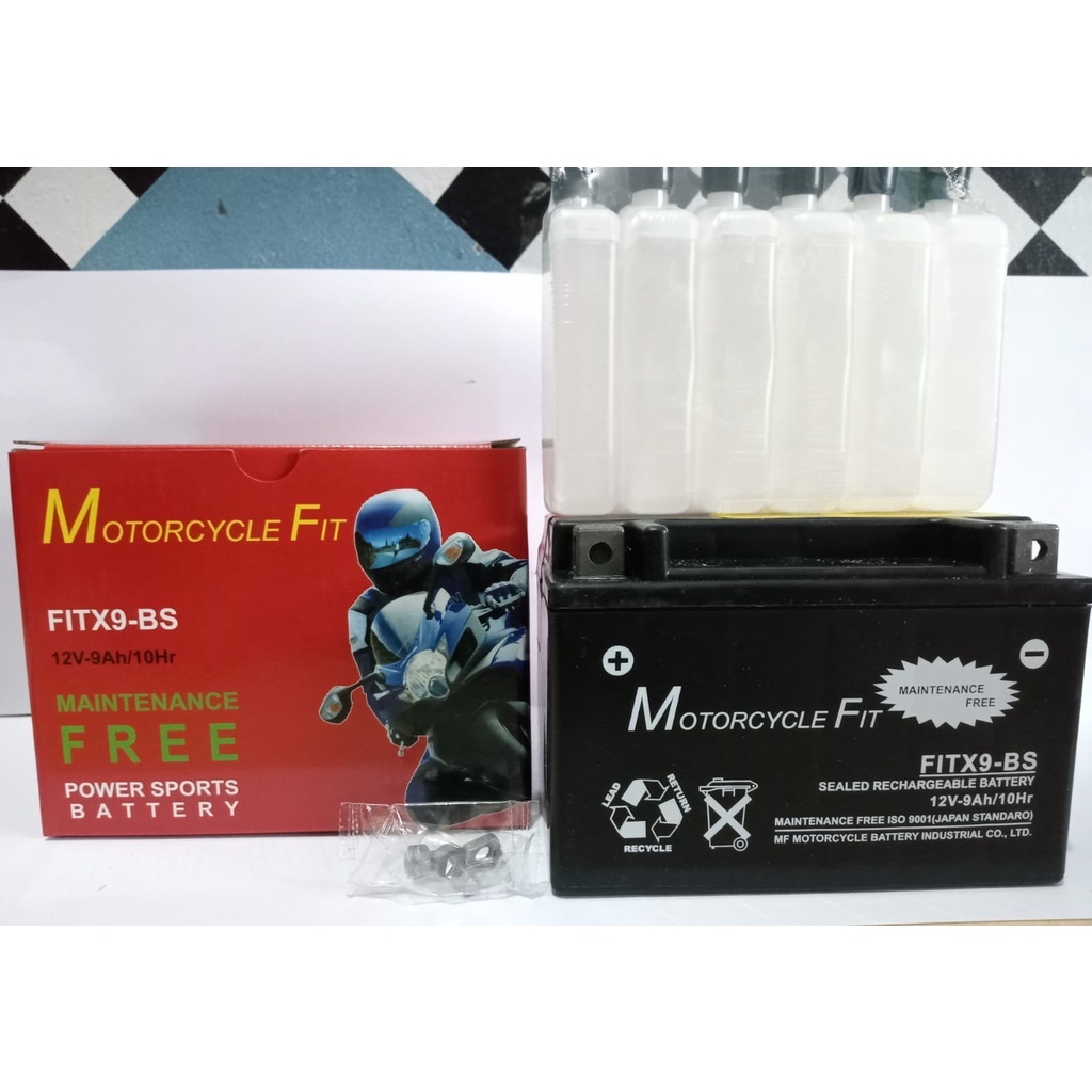 aki motor kering termurah apache, vespa excel MF FITX9-BS/MTX9 AKI ORIGINAL AKI BAGUS 9AH 12V