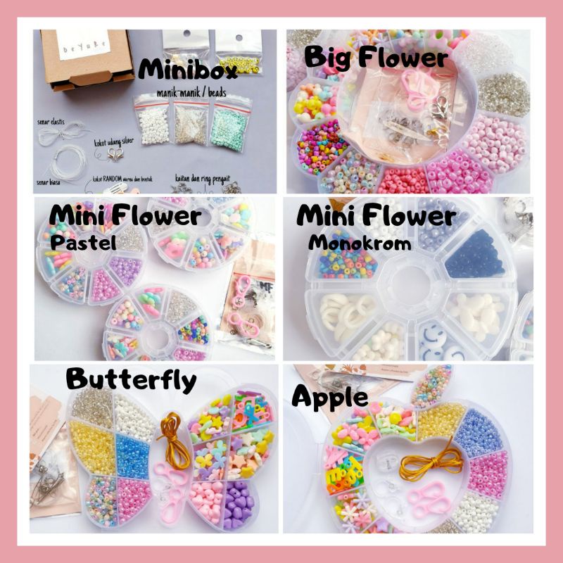 DIY KIT Box Sekat Beads Kit lengkap Strap Mask kalung masker Cincin Pastel (baca deskripsi)