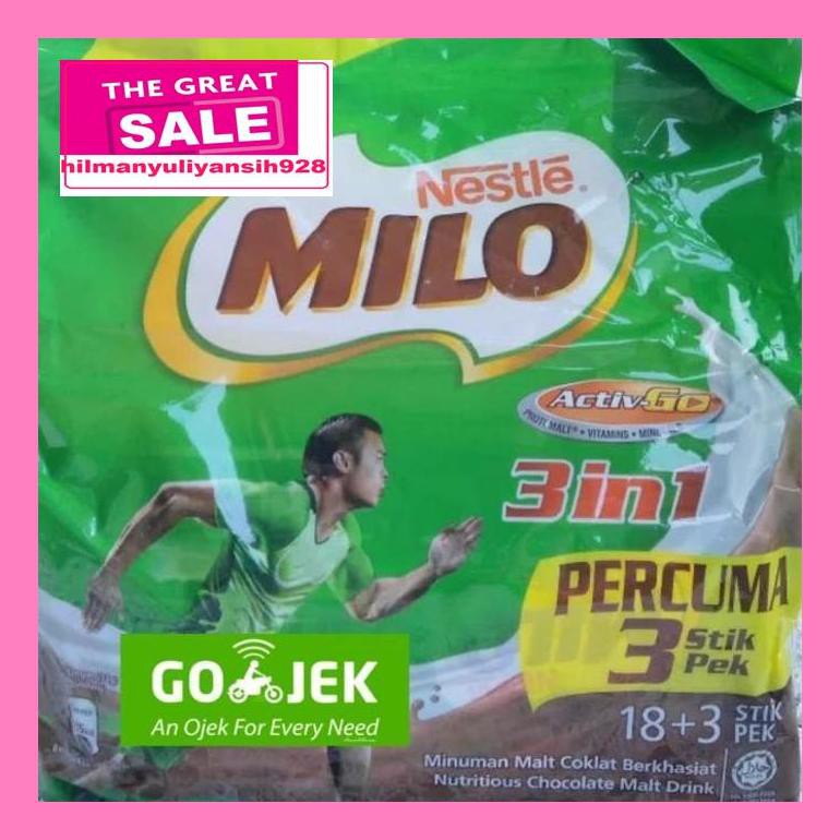 

02T4Dpsum Minuman Susu Milo Activ Go 3 In 1 Malaysia Isi 18 + 3 Sachet S30Ytd50