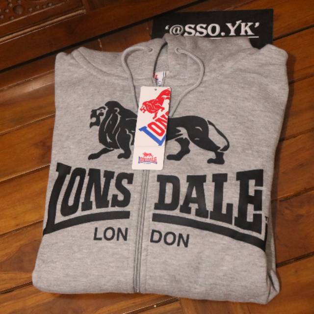 Lonsdale Big Logo Zip Hoodie Grey Original