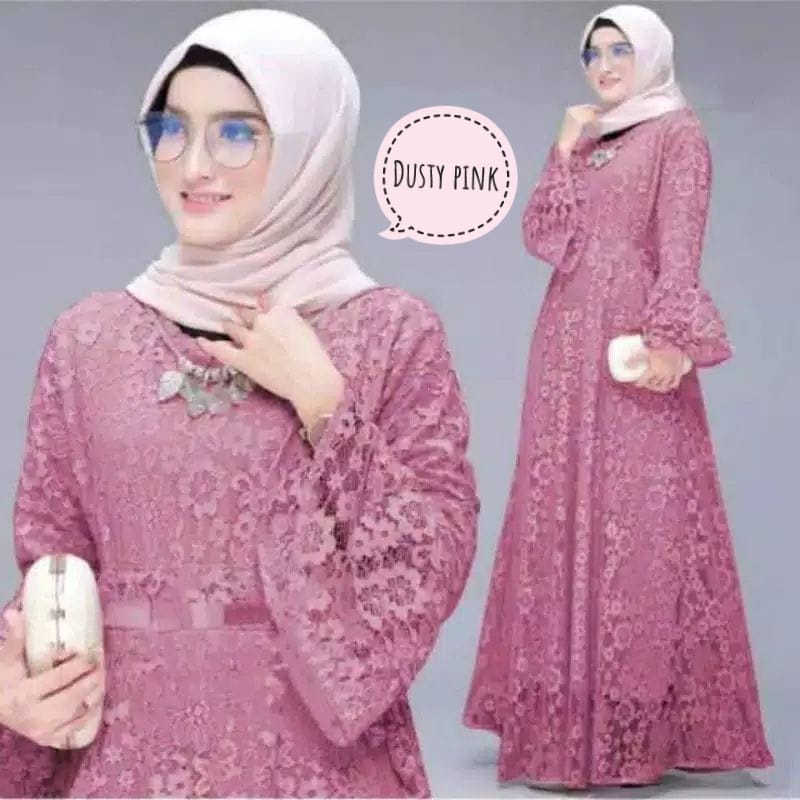 BJ - Maxi YUNITA Bahan Brukat Tulang Premium - Size M L XL XXL - Gamis Dress Pesta - Fashion Muslim