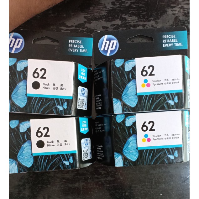 PAKET TINTA HP 62 BLACK + COLOUR ORIGINAL