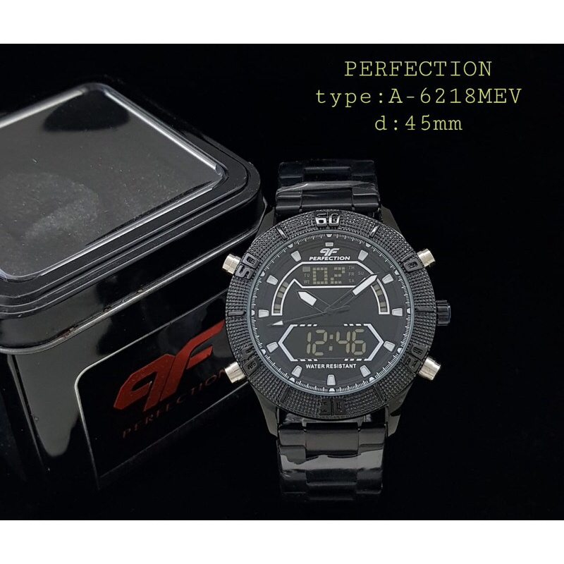 Jam tangan PERFECTION A-621EV Dual time Kualitas Original 100% Water Resistant