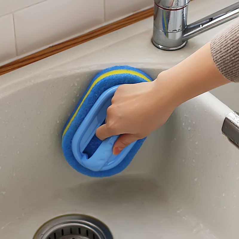 Blue PP Plastic Handheld Sponge Kitchen Cleaning Bathtub Ceramic Tile Glass WC Brush Sponge Durable Wall Cleaner tools OW