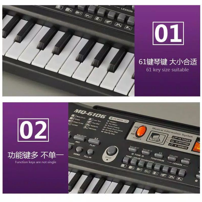 [JUALSEMUA18](6106)MAINAN PIANO ELEKTRONIK 61 KEYS / KEYBOARD ELECTRONIC 61 KEYS