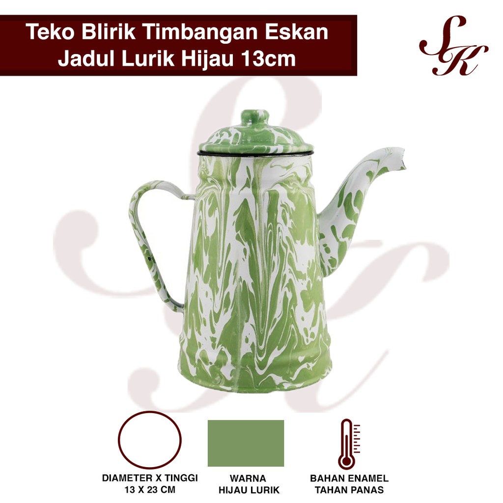 Teko Eskan Uk13 Mug Burik Blirik TIMBANGAN / Teko Mug Enamel / Teko Mug Hijau/ Teko Jadul/ Ceret Jad