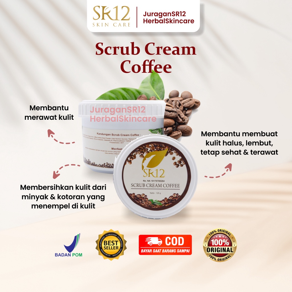 Scrub Cream Krim Coffe Lulur Kopi Perawat Pembersih Penghilang Pencerah Penghalus Kulit Kering Minyak Wajah