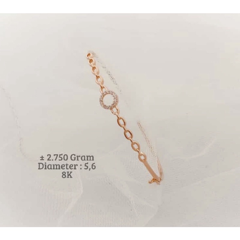 Gelang wanita dewasa oval bangle ringan kadar 375/8karat hwt